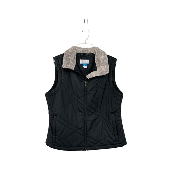 Columbia Jackets & Blazers - Columbia Vest Womens XL Used Black Quilted Faux Fur Collar Winter Fall